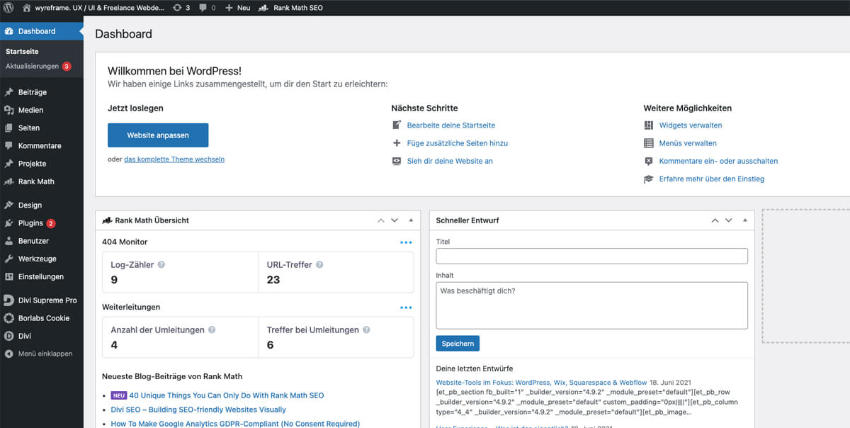Screenshot des WordPress-Backends.