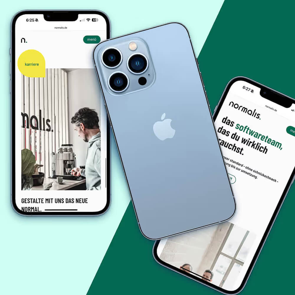 iPhone-Screenshots der normalis-Website