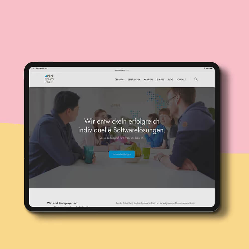 Screenshot der Open Knowledge-Website, einem Oldenburger Softwareunternehmen